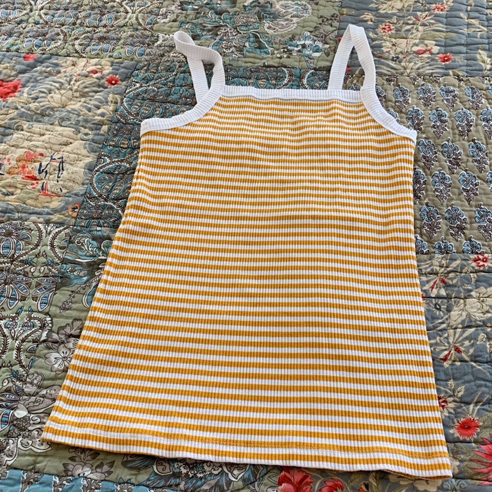 Old Navy (2) classic striped tank tops, 1 lavender/white, 1 gold/white, slim fit